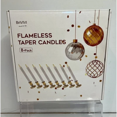 Brivivi Flameless Taper Candles, Remote Control AA Batteries Operated, 8 Pack - Image 1 of 4