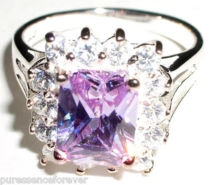 ANILLO DE RACIMO DE LAVANDA DIAMONESCA PLATA ESTERLINA - Talla P (Nuevo/En caja) - Imagen 1 de 1