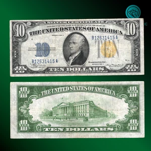 CA 1934A $10 Norte África Segunda Guerra Mundial Emisión de Emergencia, Sello Amarillo, Muy Fino++, 31415 - Imagen 1 de 1