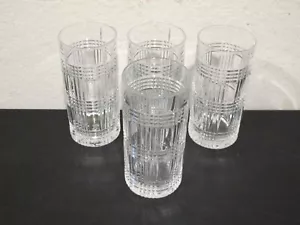(4) Ralph Lauren Crystal Glen Plaid Highball Glasses 6 1/4" - Picture 1 of 5