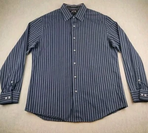Apt 9 Shirt Mens Superfine 80s Cotton Mens Large Blue Striped Long Sleeve - Picture 1 of 19