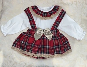 Rotes Schottenkaro Baby Mädchen zweiteiliges Set/Outfit/Kleid/Spanisch/Valentinstag/Weihnachten - Bild 1 von 5