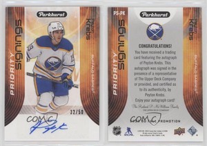 2023 Upper Deck Fall Expo Parkhurst Priority Signings /50 Peyton Krebs Auto