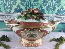 New ListingFitz & Floyd Florentine Christmas Tureen Deer Ribbons Bows