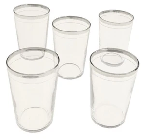 "Lote/5 vasos de jugo con bandas de plata dobles altura 3 1/2" - Imagen 1 de 3