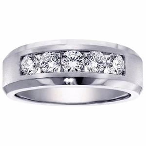 1.00 CT Channel Set Diamond Mens Wedding Ring in Platinum NEW! - Picture 1 of 5