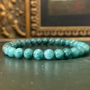 Bracciale Guatemalteco Blu Acqua Blu Giadeite Giada Perline Grado A 6Mm Misura 6+ - Foto 1 di 10