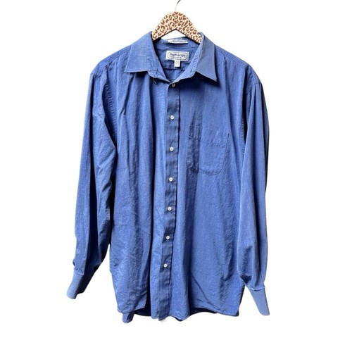 Camicia elegante uomo Burberrys manica lunga bottoni colletto cotone 17 5 36 blu