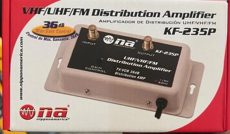 Nippon America 36 DB Cable Antenna Signal Booster Amplifier VHF UHF FM HDTV - Image 1 of 1