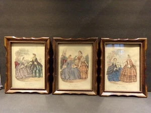 3 Vintage Miroir des Modes Paris Prints in Matching Frames - Picture 1 of 5