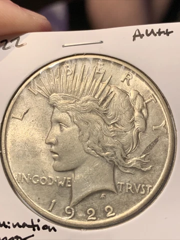 1922 $1 Peace Silver Dollar AU+ LAMINATION ERROR Planchet Defect Cover