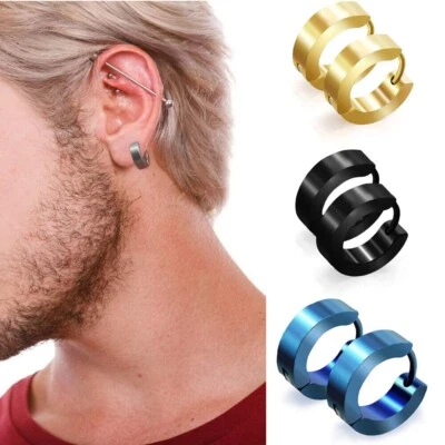 4 pares de pendientes geniales unisex de aro punk de acero inoxidable para hombre y mujer Foto 1 de 4