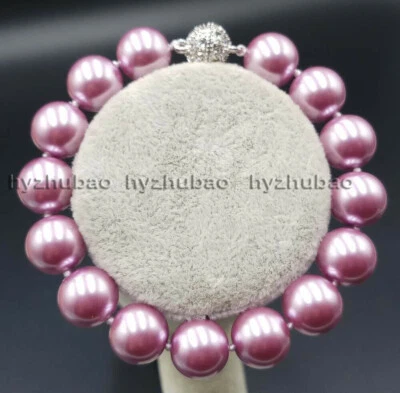 Brazalete Brazalete 8mm 10mm 12mm Redondo Púrpura Concha Perla AAA+ Cierre Imán Foto 1 de 4