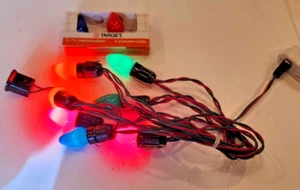 Vintage C–7 String Of 7 M. V. M.  Christmas Lights Red & Green Cord Tested Works - Picture 1 of 5