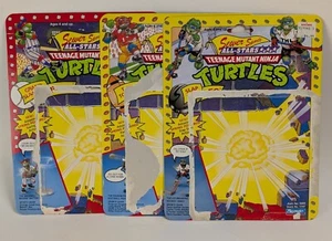 3x Vintage Playmates TMNT Teenage Mutant Ninja Turtles Sewer Sports Backer Cards - Picture 1 of 4