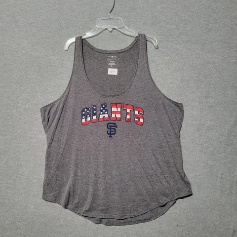 San Francisco Giants Women Top 2XL Gray Sleeveless Tank USA Flag Pullover Cover