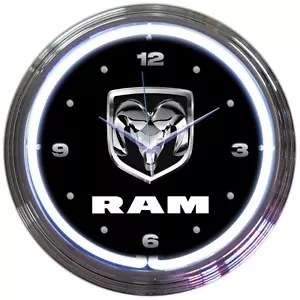 Dodge Ram Truck Car Garage Neon Clock 15"x15" - Picture 1 of 1