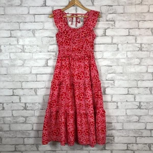 J.Crew Factory NEW Women's Pink Printed Floral Ruffle Midi Dress sz 4 BZ795 - Picture 1 of 6