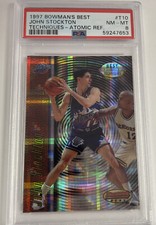 John Stockton 1997 Bowman's Best Techniques T10 Atomic Refractor PSA 8 Utah Jazz