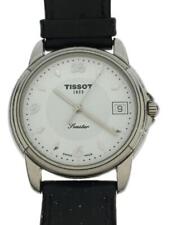 Tissot Seaster Men's Watch Quartz White Dial Analog Black Leather Band Used JPN