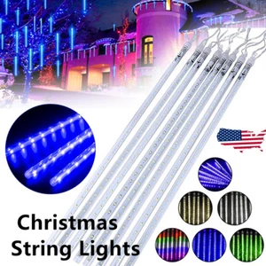 192/384 LED Meteor Shower Lights Fairy String Light Falling Rain Tree Xmas Decor - Picture 1 of 25