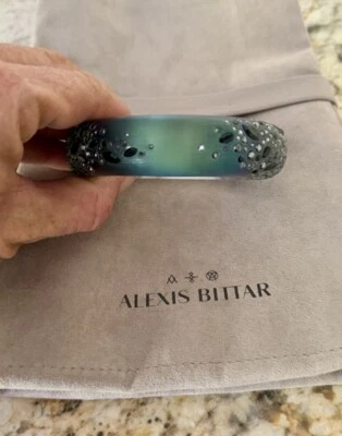 Pulsera Bisagra 100% Auténtica Alexis Bittar Confeti Cristal Negro Escarabajo Lucita Foto 1 de 4