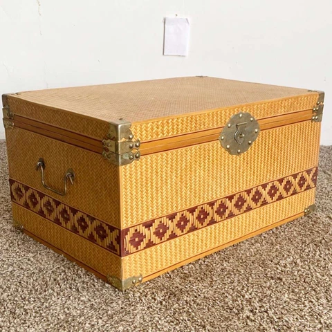 Boho Chic Wicker Trunk/Storage Chest Cover