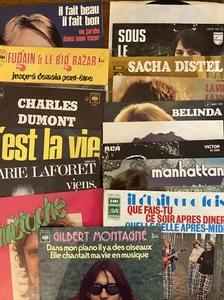 French Vinyl Records Lot Of 15 - 45 RPM, Various Condition, Various Artists - Picture 1 of 1