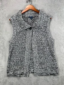 WESTBOUND Sweater Vest Womens Medium Black Marble Cardigan Sleeveless Top Cotton - Picture 1 of 10