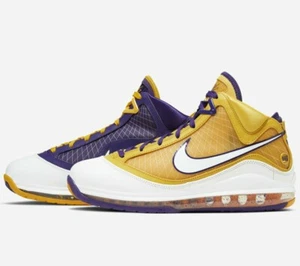 Nike Lebron VII QS Media Day SIZE 8 CW230-500 Lakers 7 James Gold Yellow White - Picture 1 of 6