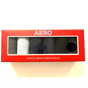 Aeropostale 6 Pair Men's Dress Socks Size 6-12 New Gift Box Set Pack Ships Fast - Picture 1 of 6