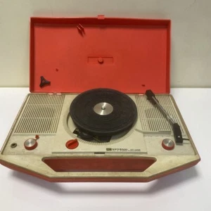 National Portable Record Player Showa Retro SF-345 Junk Red and White Vintage MM - Picture 1 of 10