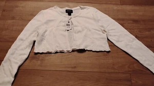 NWT POLO RALPH LAUREN GIRL WHITE SWEATER CROP CARDIGAN ,SIZE XL 16 - Picture 1 of 10