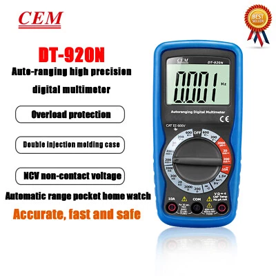 Multímetros digitales compactos True RMS pantalla digital CEM DT-920N ✦KD Foto 1 de 4