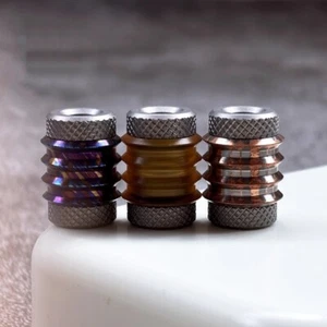 PEI Titanium Damascus Knife Lanyard Bead Paracord Keychain Pendant EDC Charm DIY - Picture 1 of 13