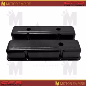 Aluminum Stamped OE Style Tall Valve Covers Fits Chevy SB 283 400 Anodized Black - Foto 1 di 2