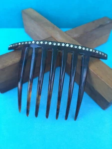 Ancien Vintage Peigne Tiare en Celluloïde Ecaille et Strass Inscrustés - Imagen 1 de 5