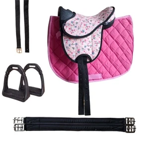 Sattelset "Little Flower Star Pink" Holzpferd Minishetty Shetty - Bild 1 von 1