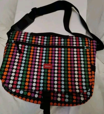Bolso Bandolera DICKIES Mensajero Laptop Negro con Lunares Multicolores 16x12  Foto 1 de 4