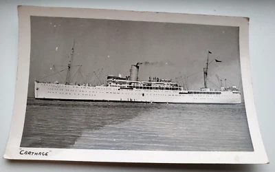Vintage Antique Postcard Size Photo P & O LINE CARTHAGE Ocean Cruise Liner Ship - Image 1 of 3