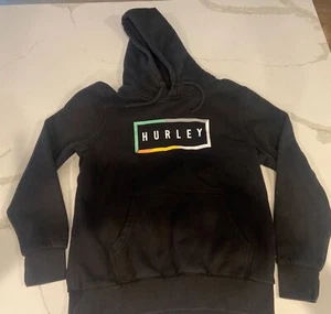 Hurley Hoodie Boys Youth Medium Graphic Logo Pocket Black 12/14 Sweatshirt - Picture 1 of 10