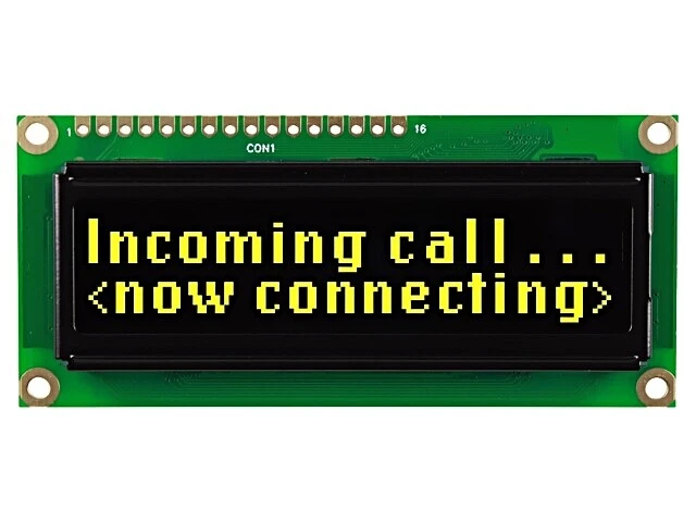 Écran NHD-0216KZW-AY5 : OLED alphanumérique 16x2 Dim : 80x36x10mm jaune PIN :... - Photo 1/1