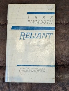 1985 Plymouth Reliant Original Owner's Manual Vintage Good Condition  - Picture 1 of 2