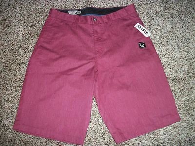VOLCOM STONE Nuevo Con Etiquetas Pantalones Cortos para Caminar Para Hombres Informales Borgoña Granate Chino 33 34 36  Foto 1 de 2