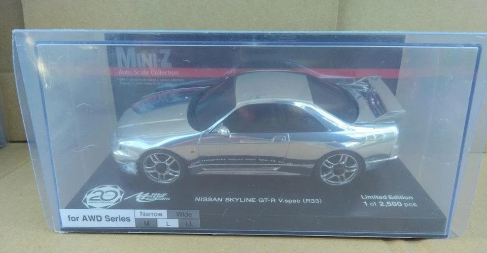 Edición Limitada Kyosho Mini-Z ASC Nissan R33 Skyline GT-R V-spec Cromo Plateado Foto 1 de 1