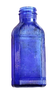 Vintage 1930's Cobalt Blue Glass McKesson Ribbed 6 1/4" Poison Bottle - Picture 1 of 12