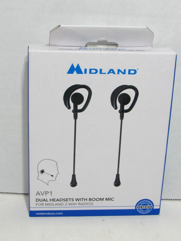 Midland Ear-shaped Earhook Headset with Rod Mic for 2 Way Radio AVP-1 (2 Pack) - Image 1 of 4