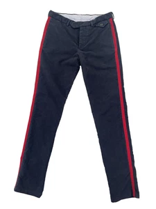 Michael Bastian Hose Herren EU 48 Navy Rot Streifen Military Italy Button Fly - Bild 1 von 16