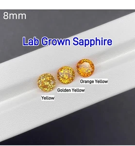 Round Lab Grown Sapphire Golden Yellow For Ring Inlay Selectable AGL Certificate - Picture 1 of 9