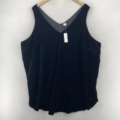 OLD NAVY Top 4X Terciopelo Doble Cuello en V Sin Mangas Tanque Negro NUEVO Foto 1 de 4